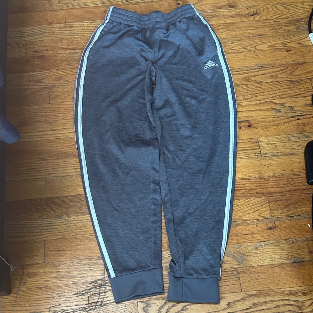 Adidas Kids Charcoal Joggers with White Stripes